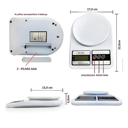 Balança de Cozinha Digital de Alta Precisão 10kg