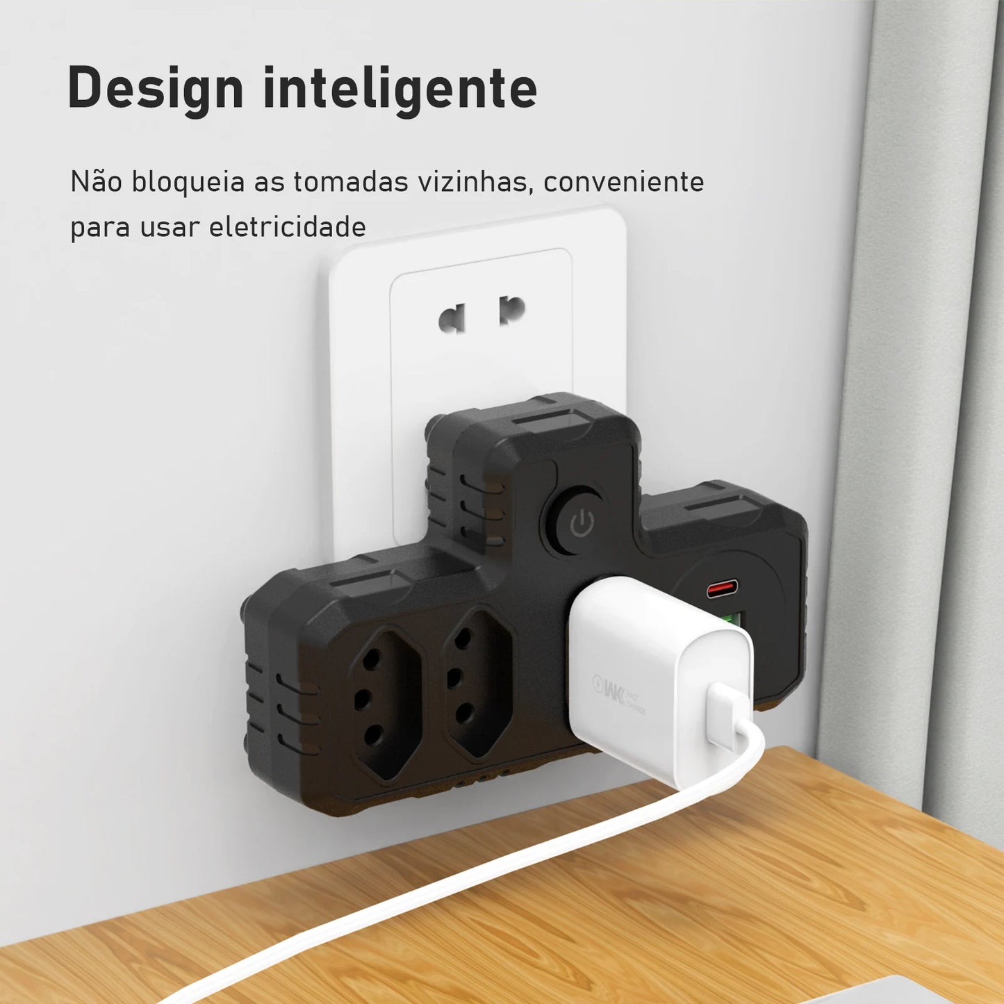 Tomada Adaptadora Converter , 2 portas USB , 1 Tipo C